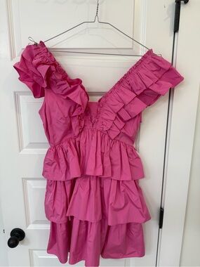 Pink Ruffled Tiered Dress - Hunter Bell
